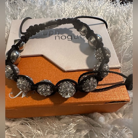 Joseph Nogucci Black cord diamond look adjustable bracelet - Picture 1 of 3